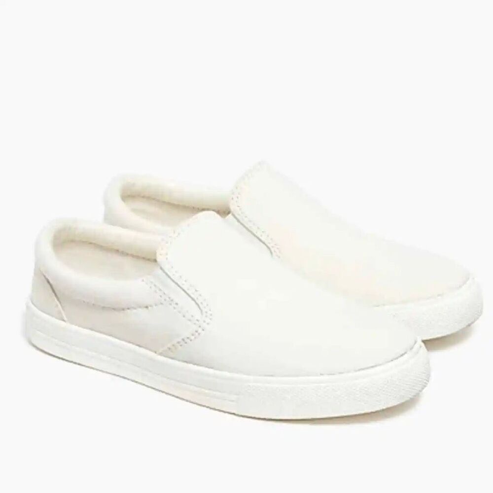 $80 J crew Crew Cuts kids canvas slip on cream size K1